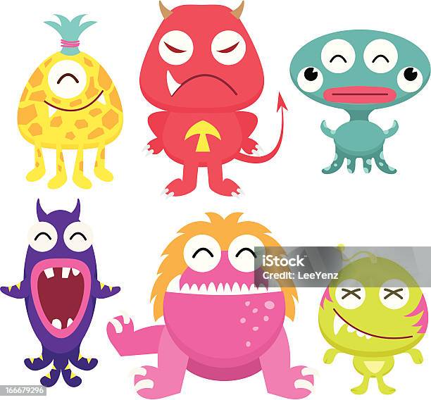 Litter Monsters Set Stock Illustration - Download Image Now - Alien, Cartoon, Characters