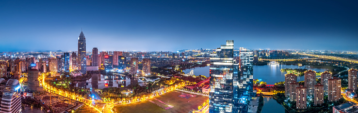 Aerial photography of outdoor city skyline night scenes