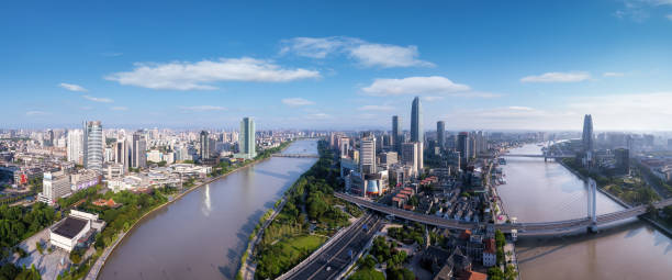istock Aerial panoramic view of urban architecture skyline 1666804321
