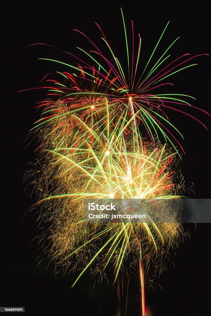 Multiple fireworks Multiple fireworks exploding in the night's sky Anniversary Stock Photo