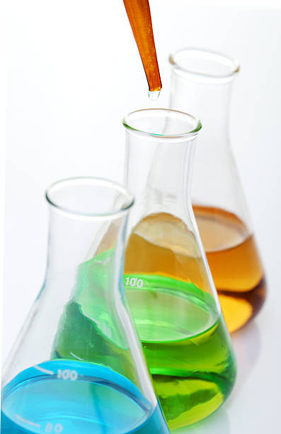 istock Chemical equipment on lab table 166682136