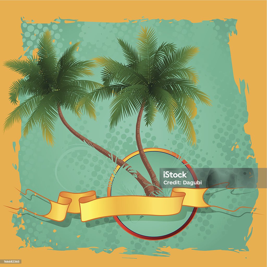 Zwei Palmen mit Banner - Lizenzfrei Abstrakt Vektorgrafik