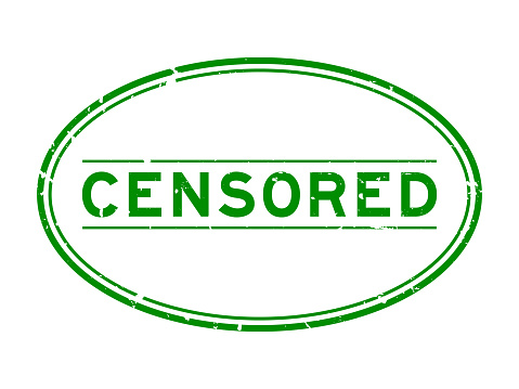 Grunge green censored word oval rubber seal stamp on white background