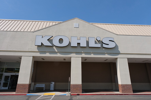 Citrus Heights, California, USA - July 22, 2023.\nLook at the entrance of Kohl's retail store in California on a bright sunny day.