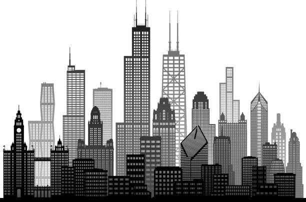 Chicago Skyline (All Buildings Are Moveable and Complete) Chicago skyline. All buildings are moveable and complete. prudential tower stock illustrations