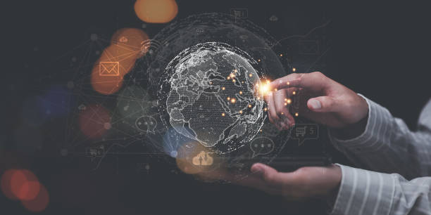 istock Global internet connection application technology for business and digital marketing ,finance and banking digital link technology ,cybersecurity management ,artificial intelligence future innovation 1666863044