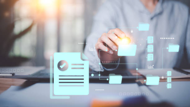 istock Accountant showing office document auditing concept ,plan review process and assess correctness ,Management of important document storage of organization ,document system ,accountant Audit documents 1666863055