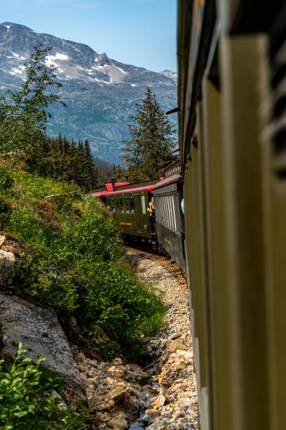 istock White Pass Summit excursion tour train in the mountains, Alaska, USA. 1666863398