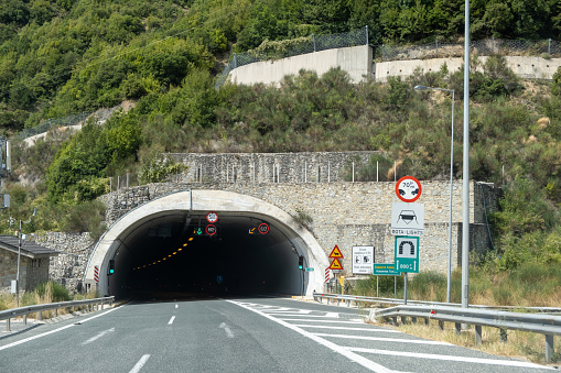 Two tunnels on a modern expressway with separate directions