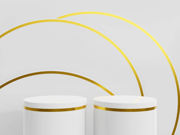 istock White and gold podium platform for product presentation. 1666903589