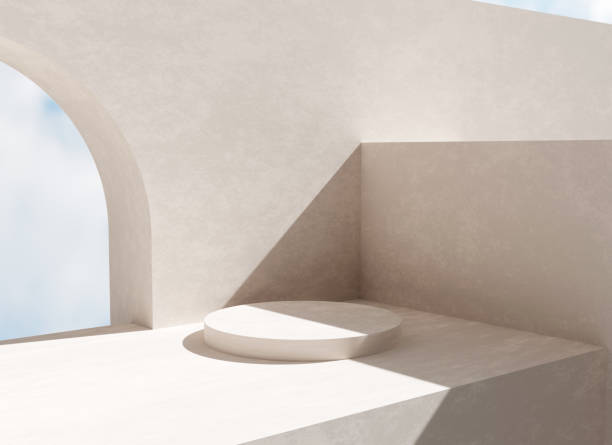 istock Minimal architect background with clear blue sky with podium product presentation 1666912031
