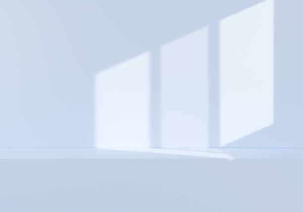 istock Abstract blue studio background for product presentation empty room with shadows of window 1666912042