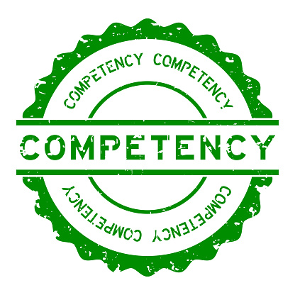 Competency Lettering Grunge Green Competency Word Round Rubber Seal Stamp On White ...