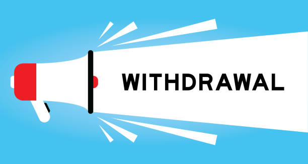 istock Color megaphone icon with word withdrawal in white banner on blue background 1666926172