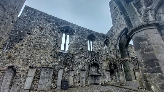 Ruins of Sligo Abbey, partially destroyed by burning in 1414, witch Gothic and Renaissance tomb sculptures