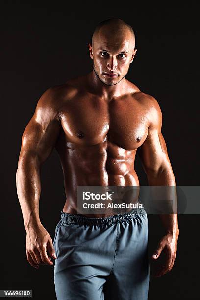 Muscular Bodybuilder Macho Foto de stock y más banco de imágenes de Adulto - Adulto, Agarrar, Articulación humana