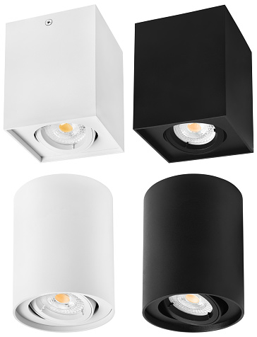 set of modern led ceilling lamps isolated with clipping path