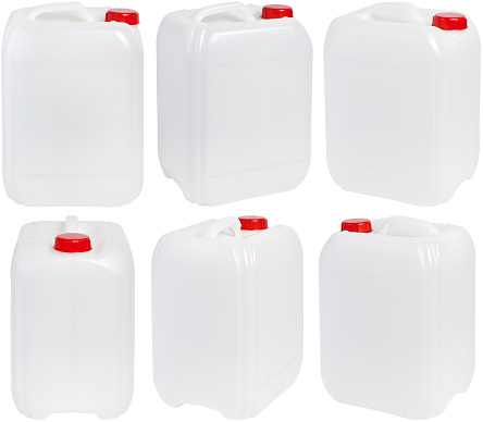 set of white big plastic canister isolated