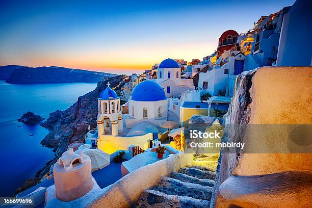 Romantic Travel Destination Oia Village Santorini Island Greece Stock Photo - Download Image Now
