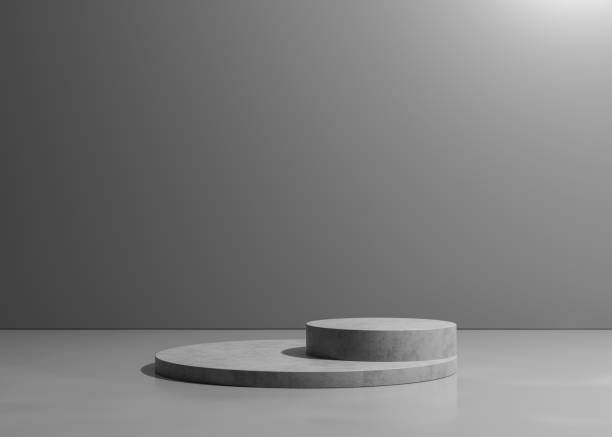 istock Cement podium for product presentation with metal texture background 1667003147
