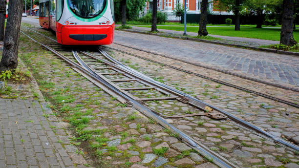 istock Tram ways on the city street. 1667033151