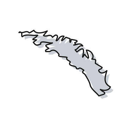 Map of South Georgia and The South Sandwich Islands sketched and isolated on a blank background. The map is gray with a black outline. Vector Illustration (EPS file, well layered and grouped). Easy to edit, manipulate, resize or colorize. Vector and Jpeg file of different sizes.