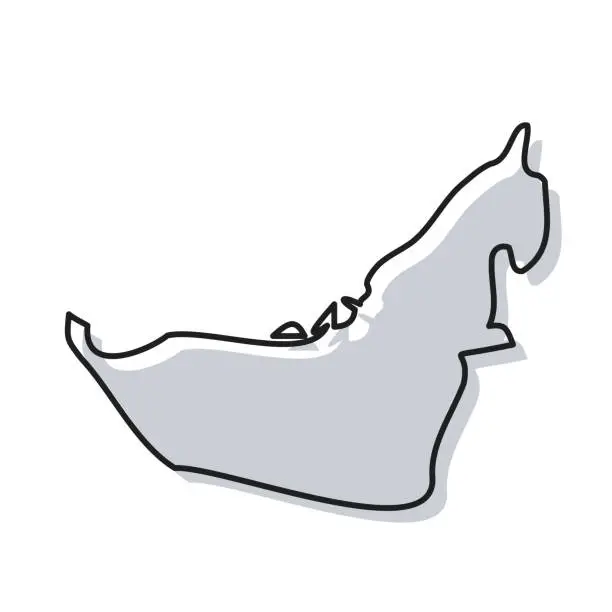 Vector illustration of United Arab Emirates map hand drawn on white background - Trendy design