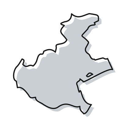 Map of Veneto sketched and isolated on a blank background. The map is gray with a black outline. Vector Illustration (EPS file, well layered and grouped). Easy to edit, manipulate, resize or colorize. Vector and Jpeg file of different sizes.