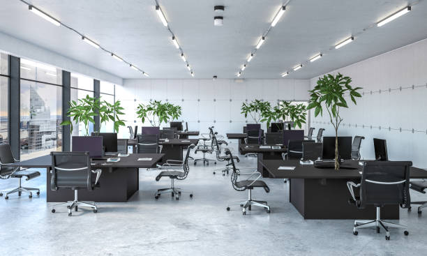 istock Open office partitions located in the city 1667071440