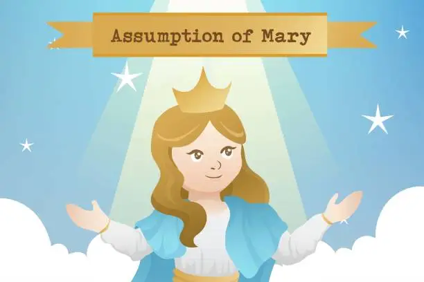 Vector illustration of Assumption of Mary cartoon