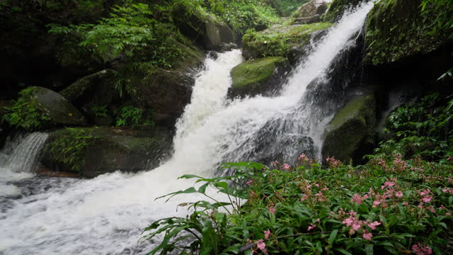 The beautiful Romklao Paradon Waterfall is located in Phu Hin Rong Kla National Park. Phetchabun Province, Thailand