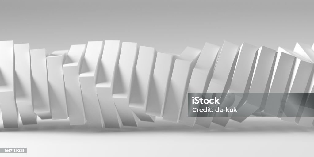 Abstract 3D background. Spiral shape made of rectangles render against light grey background with shallow depth of field and copy space Abstract 3D background. Spiral helix shape made of rectangles render against light grey background with shallow depth of field and copy space Abstract Stock Photo