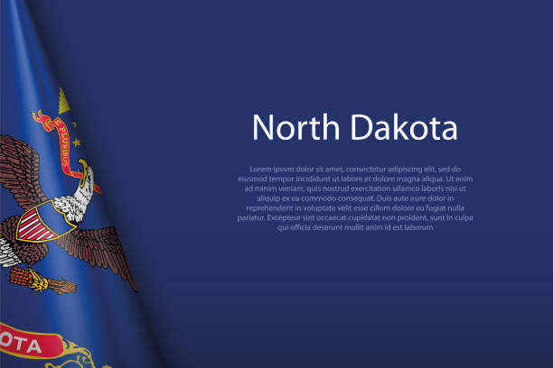 アメリカ合衆国ノースダコタ州の国旗、背景にコピー用スペース - north dakota flag us state flag north dakota flag点のイラスト素材／クリップアート素材／マンガ素材／アイコン素材