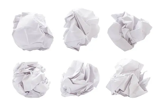 Photo of Six paper balls on a white background