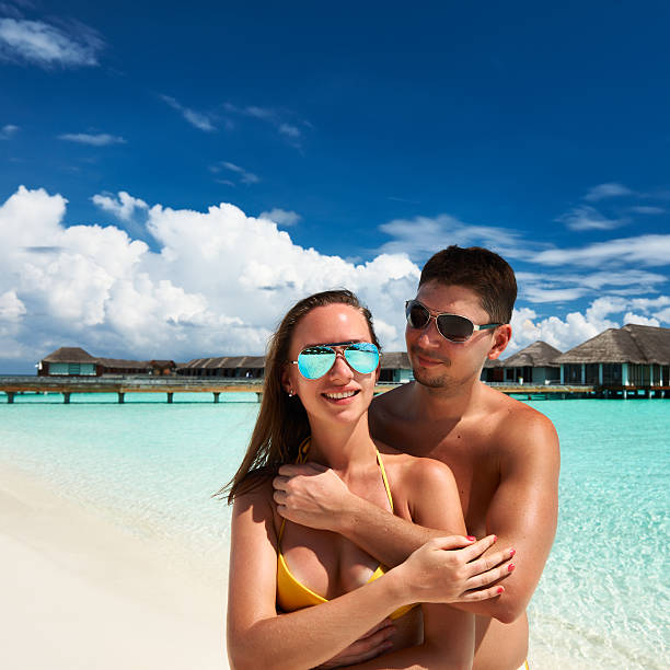 istock Couple on a beach at Maldives 166723634