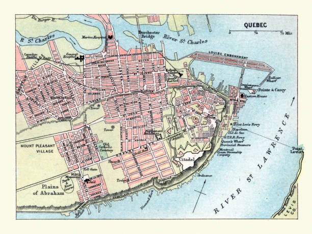 Vintage Old Map Of The City Of Quebec Canada 1890s 19th Vintage Old Map Of The City Of Quebec Canada 1890s 19th Century 