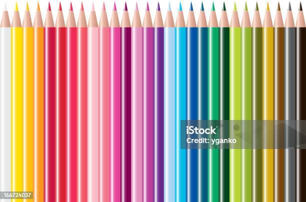 Wektor Zestaw Kolorowych Ołówków - Stockowe grafiki wektorowe i więcej obrazów Aranżować - Aranżować, Białe tło, Biały