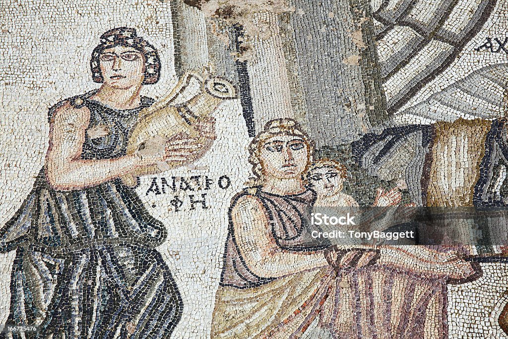 Primer baño de Archilles, Roman Mosaic, de Chipre, de Pafos - Foto de stock de Mosaico libre de derechos
