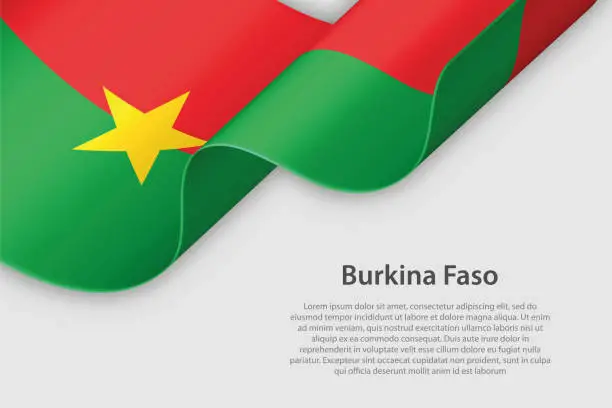Vector illustration of 3d ribbon with national flag Burkina Faso isolated on white background
