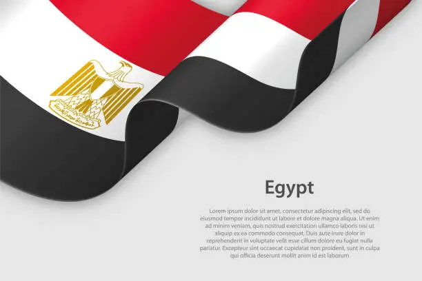 Vector illustration of 3d ribbon with national flag Egypt isolated on white background