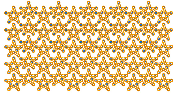 christmas star decoration made from golden chain links on white background
