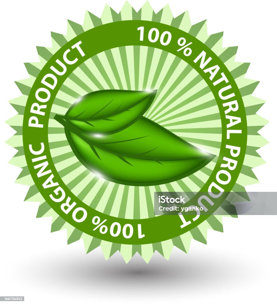100% naturalny zielony etykiety wyizolowane na white.vector Ilustracja - Grafika wektorowa royalty-free (Biały)