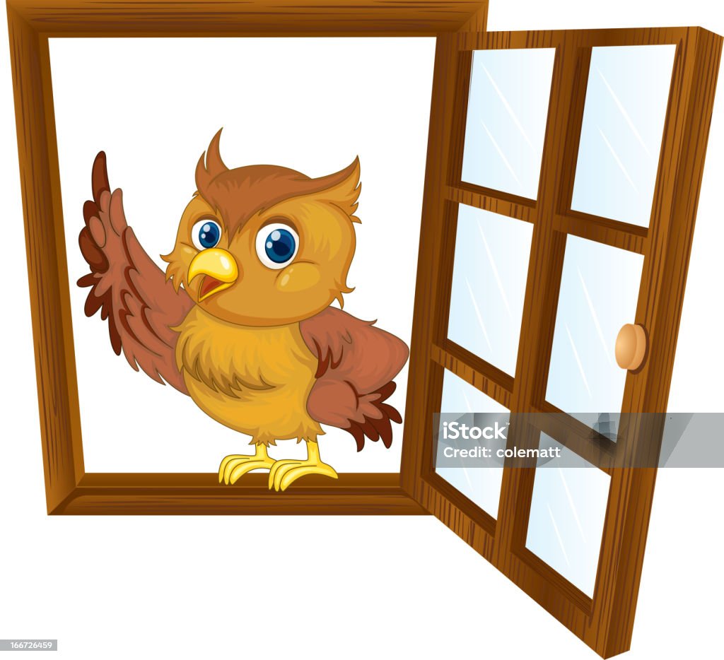 Uccello in una finestra - arte vettoriale royalty-free di Ala di animale