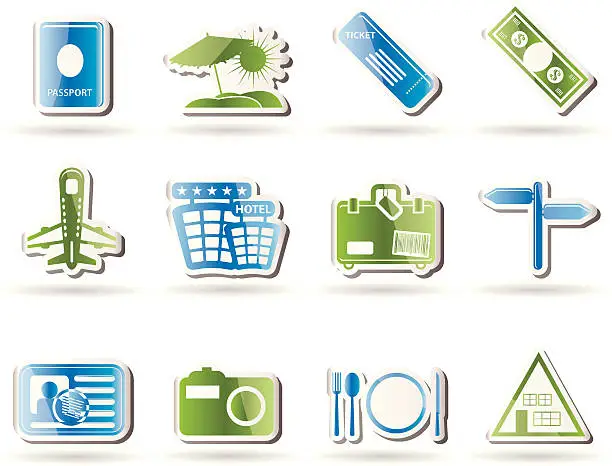 Vector illustration of Simple Travel and trip Icons