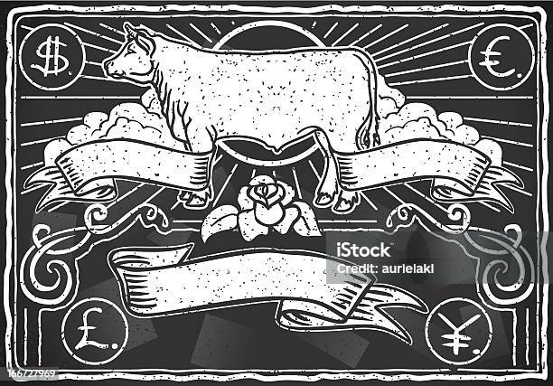 Quadro Gráfico Vintage Menu De Carne - Arte vetorial de stock e mais imagens de Desenho a Giz - Desenho a Giz, Vaca, Antigo