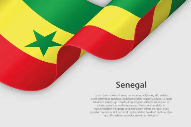 Vector illustration of 3d ribbon with national flag Senegal isolated on white background