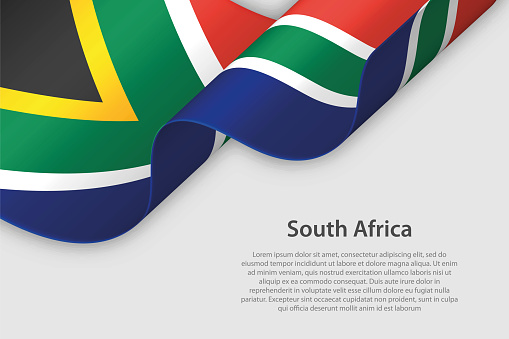 3d ribbon with national flag South Africa isolated on white background with copyspace
