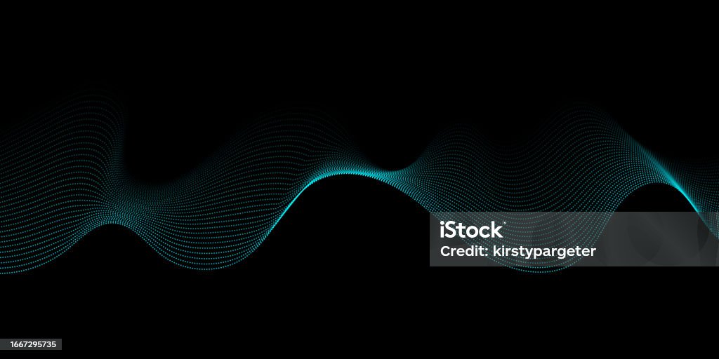 Particles Topic Banner Abstract Banner With Flowing Waves Of Particles Stock Illustration ...