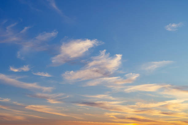istock summer evening, sunset in yellow, orange and pink with clouds, background 1667298596