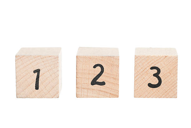 ABC 123 Arranged Using Wooden Blocks. stock photo